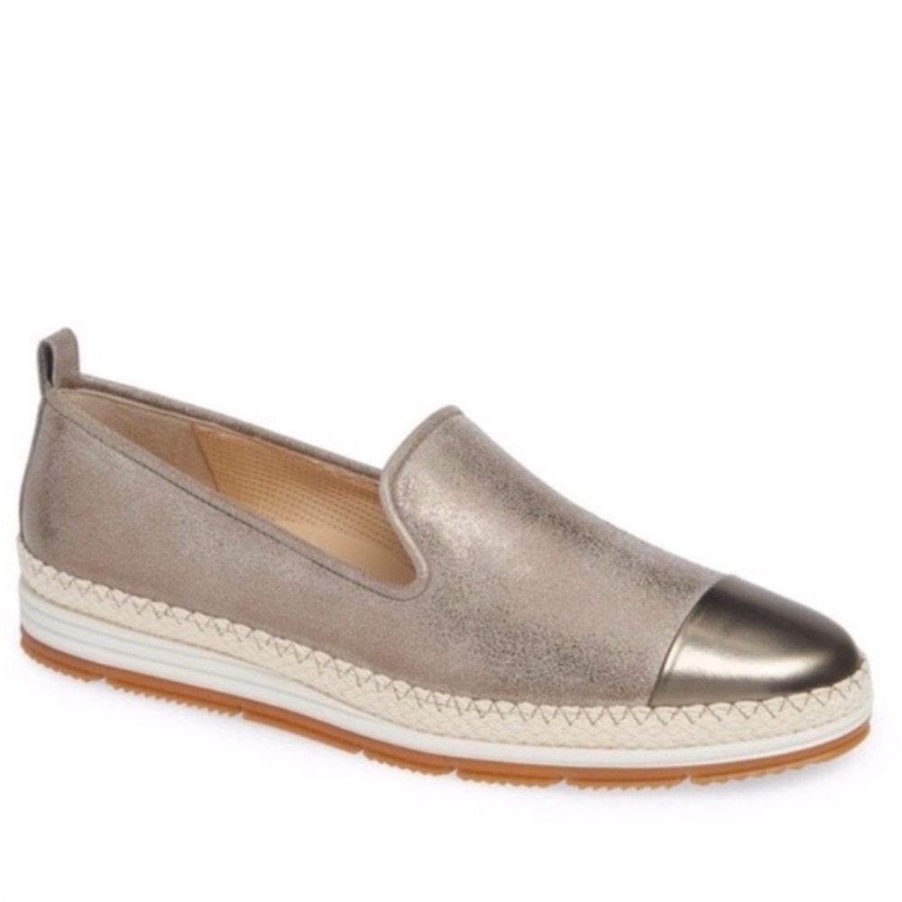 Paul Green Joaquin Metallic Leather Espadrille Platform size 6.5